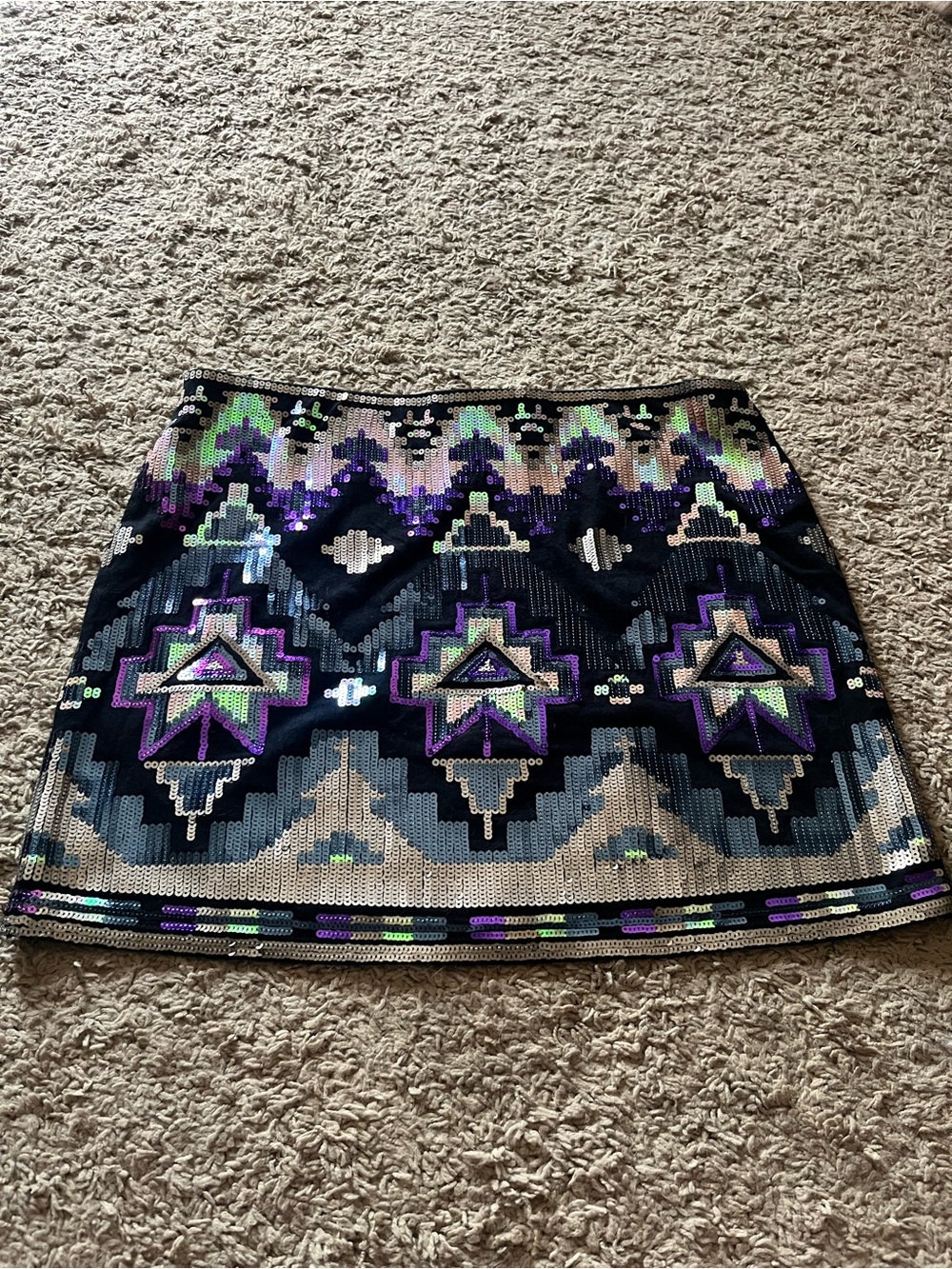 Express Sequin Embellished Geometric Mini Skirt